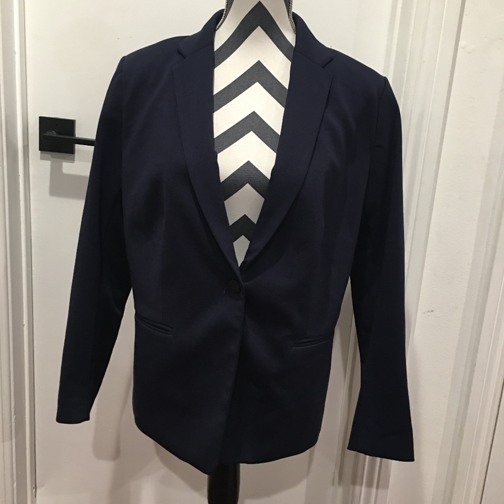 H&M Plus Navy Blue Fitted Blazer
